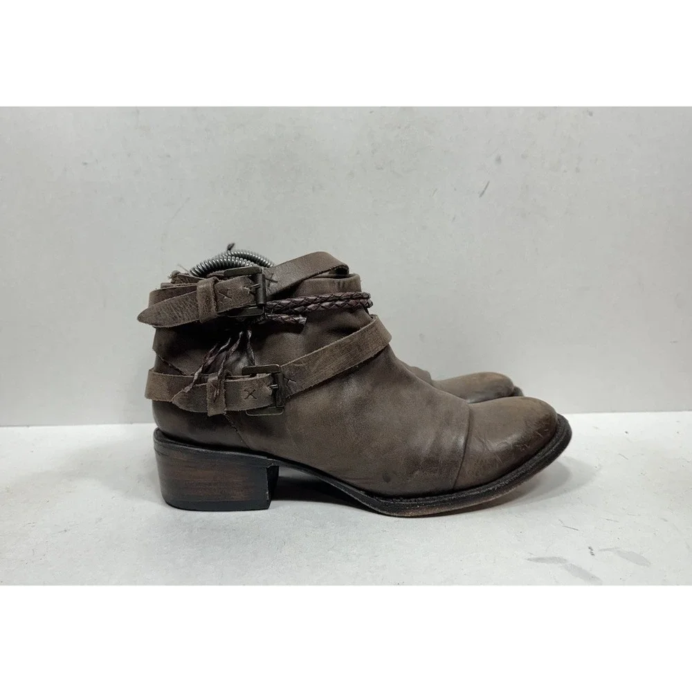 Freebird by Steven Leather Ankle‎ Boots Simba Brown Booties Womens Size 8 BOHO